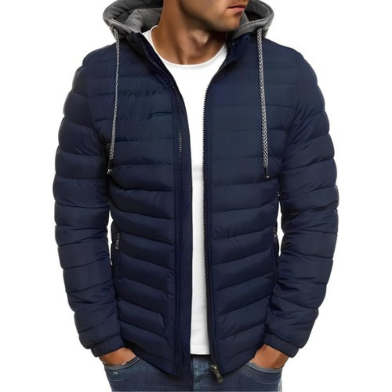 Veste Unie Matelassée à Capuche pour Homme