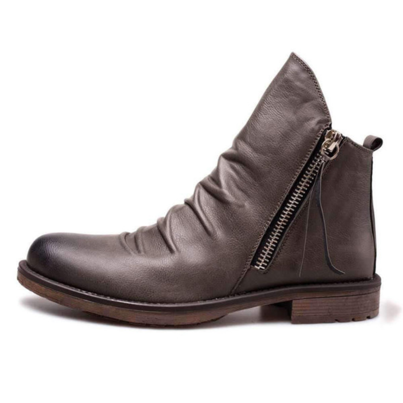 Bottes Montantes Zippées en Cuir pour Homme