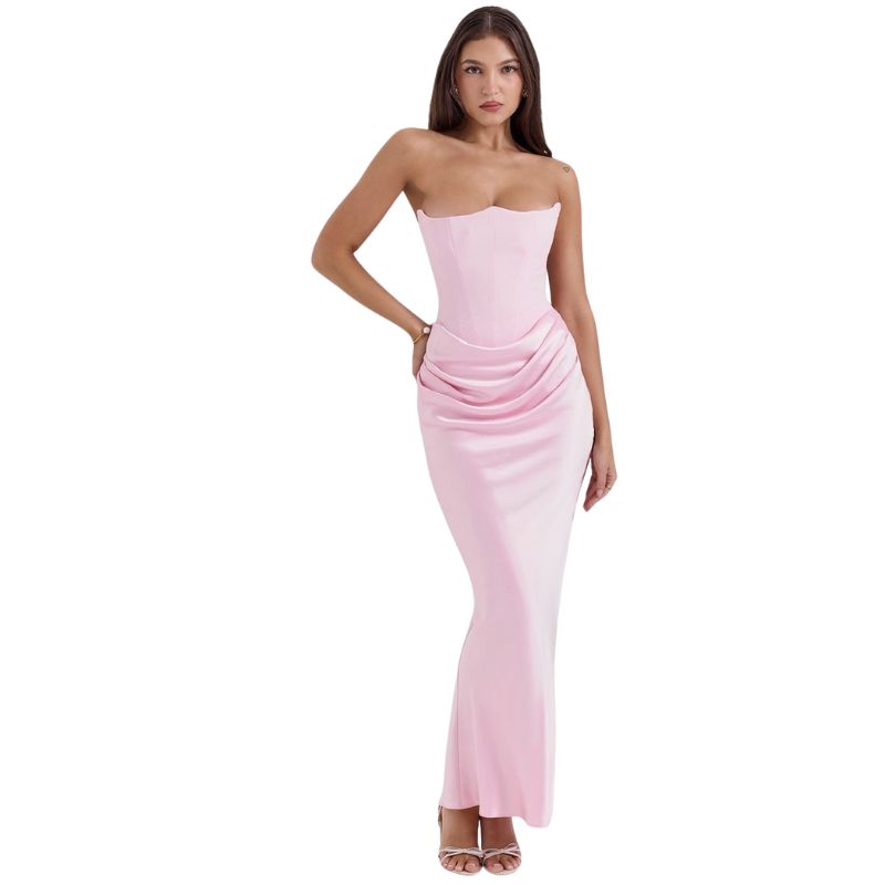 Claudine | Robe d'invitée de Mariage Épaules dénudées pour femme | Maxi