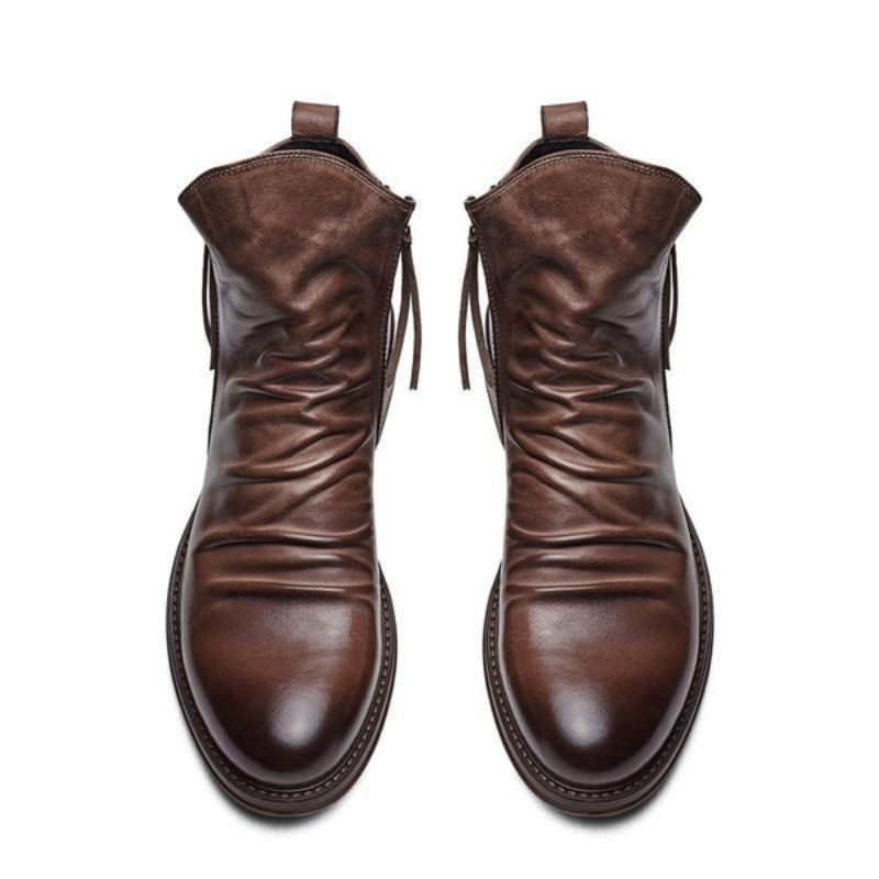 Bottes Montantes Zippées en Cuir pour Homme