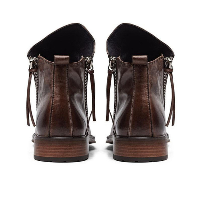 Bottes Montantes Zippées en Cuir pour Homme