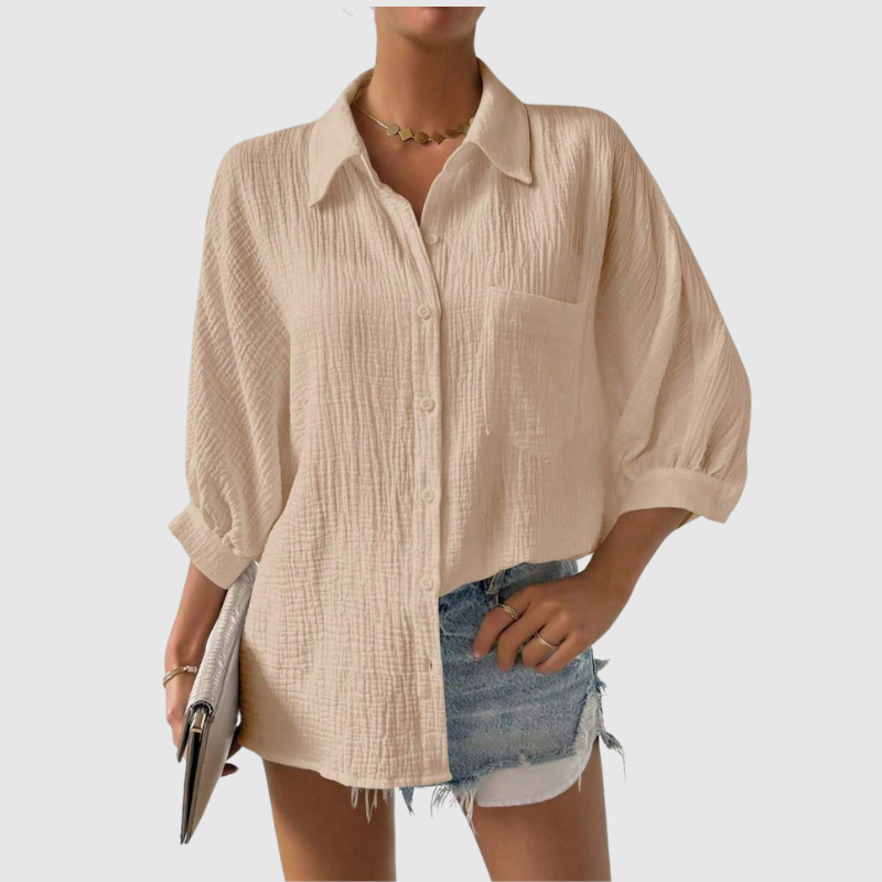 Luna | Chemise décontractée texturée unie - été élégant