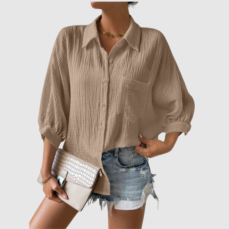 Luna | Chemise décontractée texturée unie - été élégant