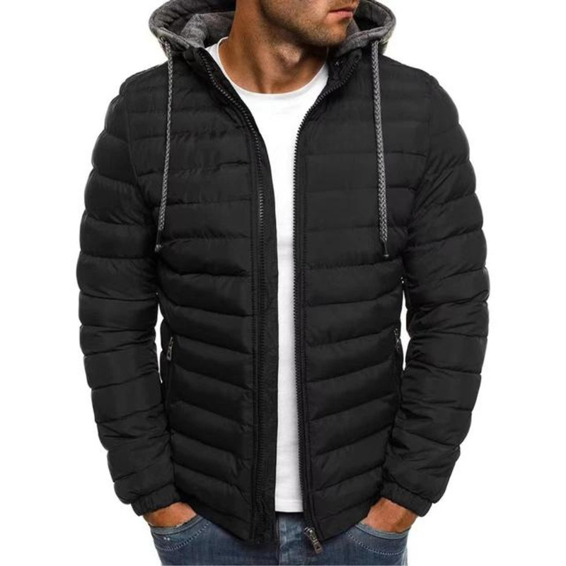 Veste Unie Matelassée à Capuche pour Homme