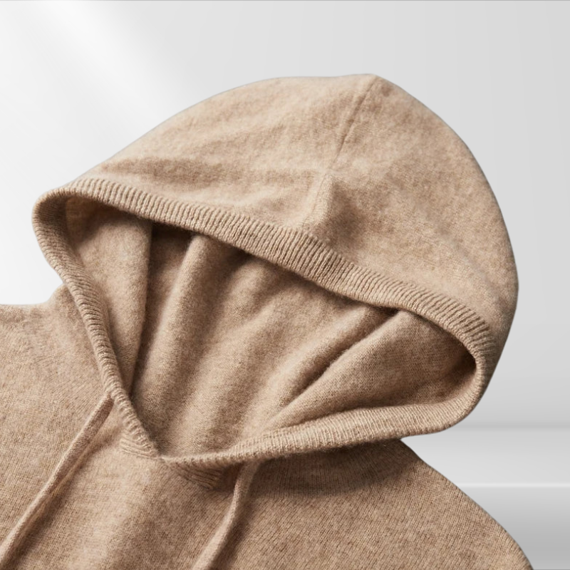 Isak | Beige Sweat à Capuche en Toucher Laine Mérinos