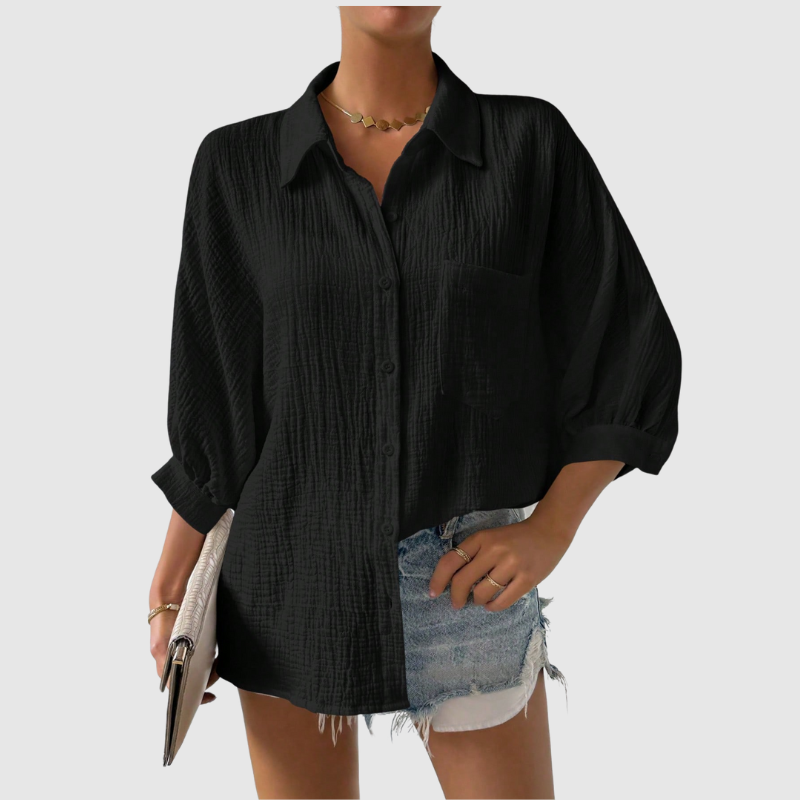 Luna | Chemise décontractée texturée unie - été élégant