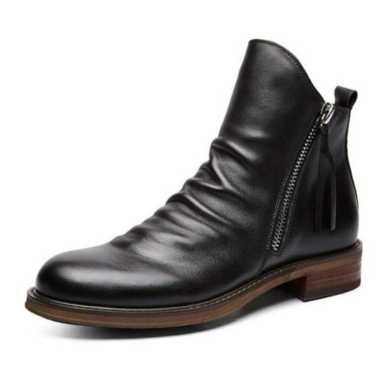 Bottes Montantes Zippées en Cuir pour Homme
