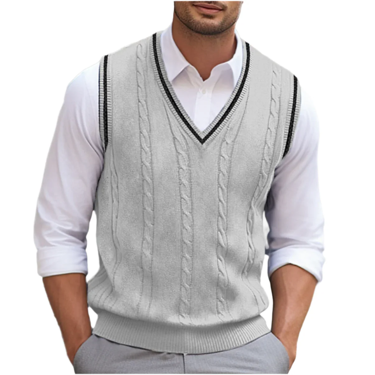 Pull sans manches à Col en V pour Hommes