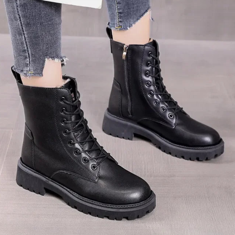 Delphine | Bottes Chunky pour Femmes | Noir Doublé
