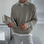Sepp | Pull en maille avec demi-fermeture éclair-Mens Sweater-Gris-Barnier Boutique