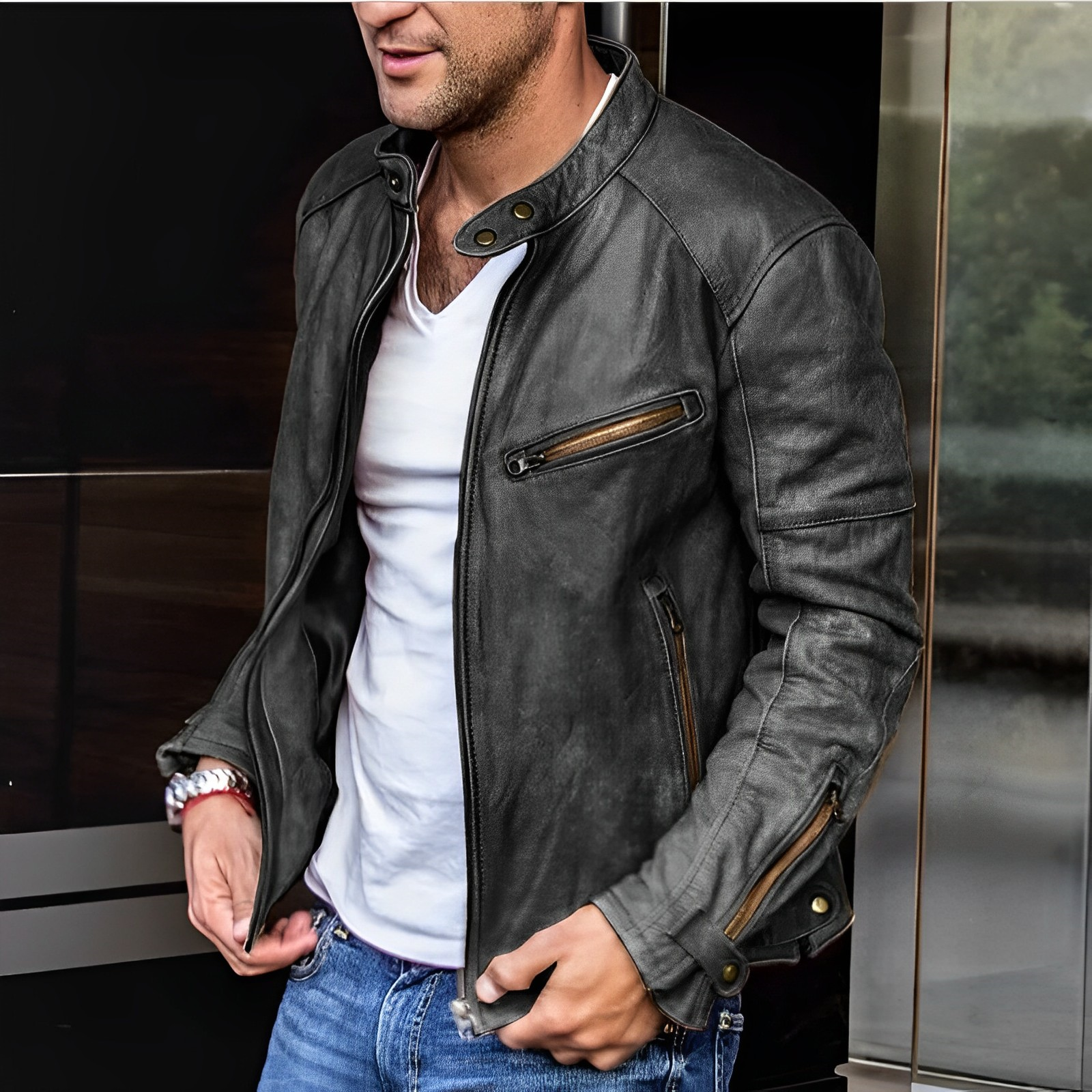 Veste Cuir Quatre Saisons pour Homme