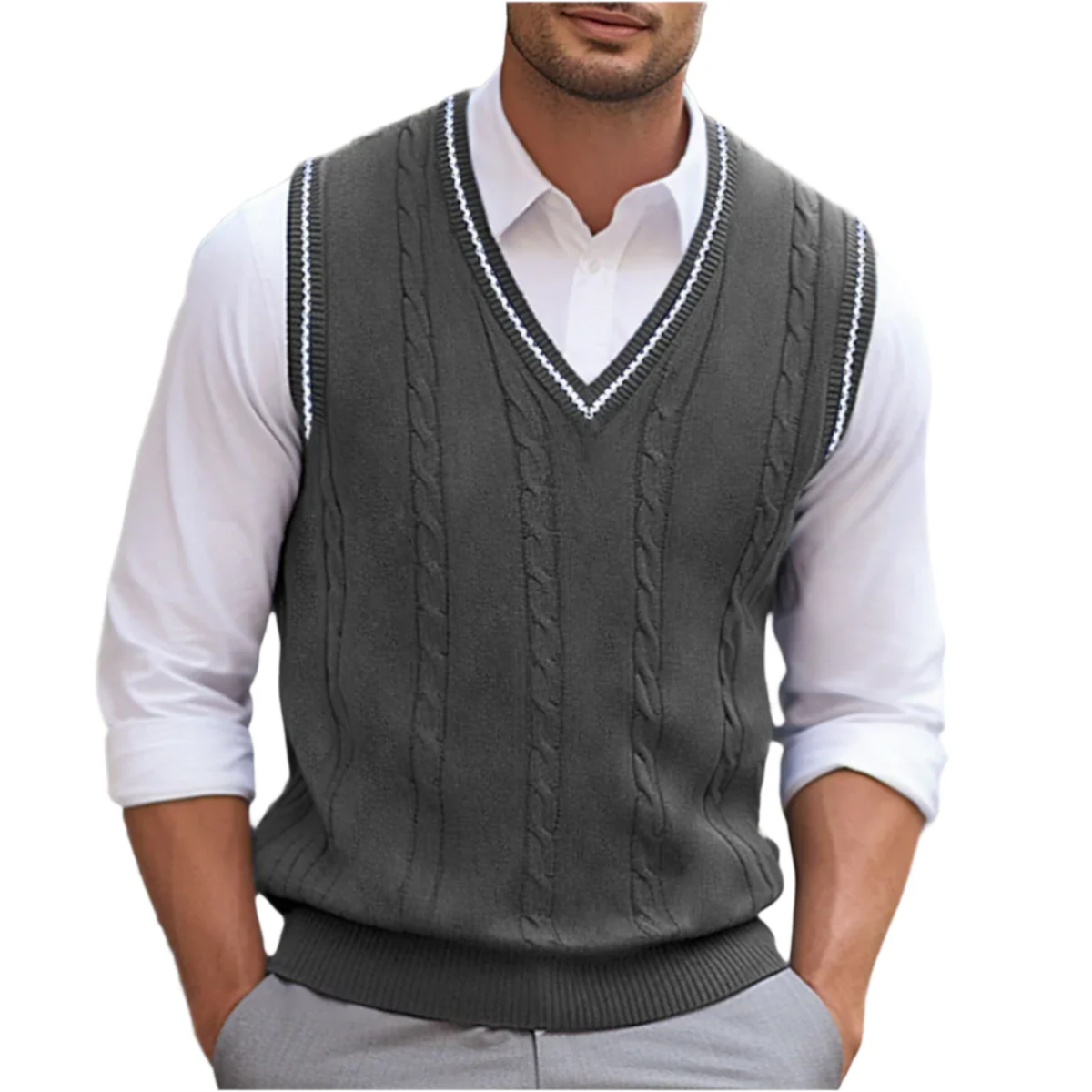 Pull sans manches à Col en V pour Hommes