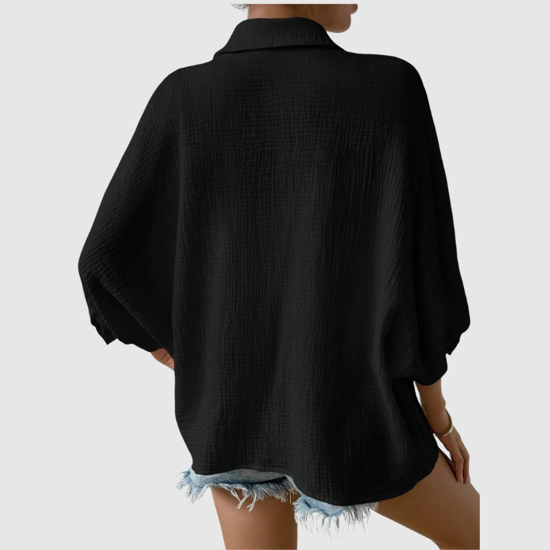 Luna | Chemise décontractée texturée unie - été élégant
