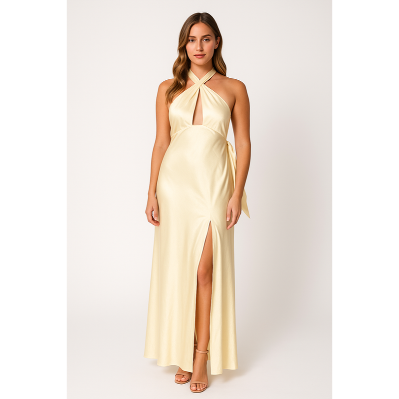 Liora | Robe de mariage sans manches en satin | Maxi