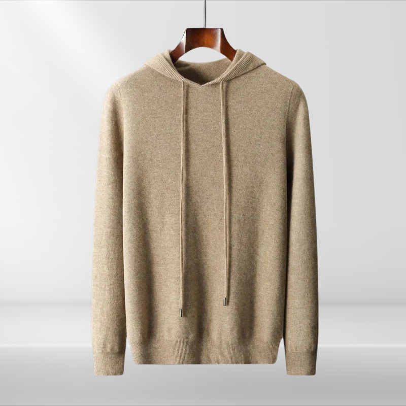 Isak | Beige Sweat à Capuche en Toucher Laine Mérinos