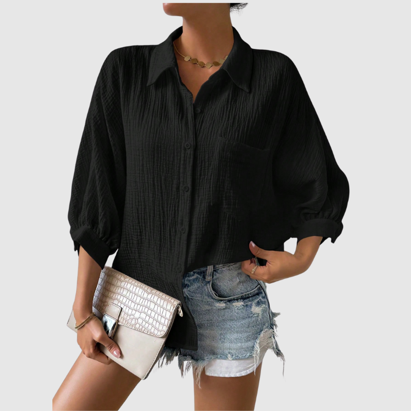 Luna | Chemise décontractée texturée unie - été élégant