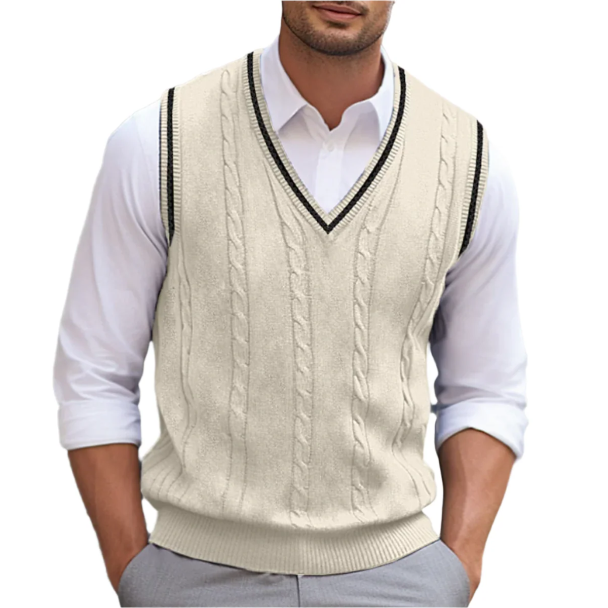 Pull sans manches à Col en V pour Hommes