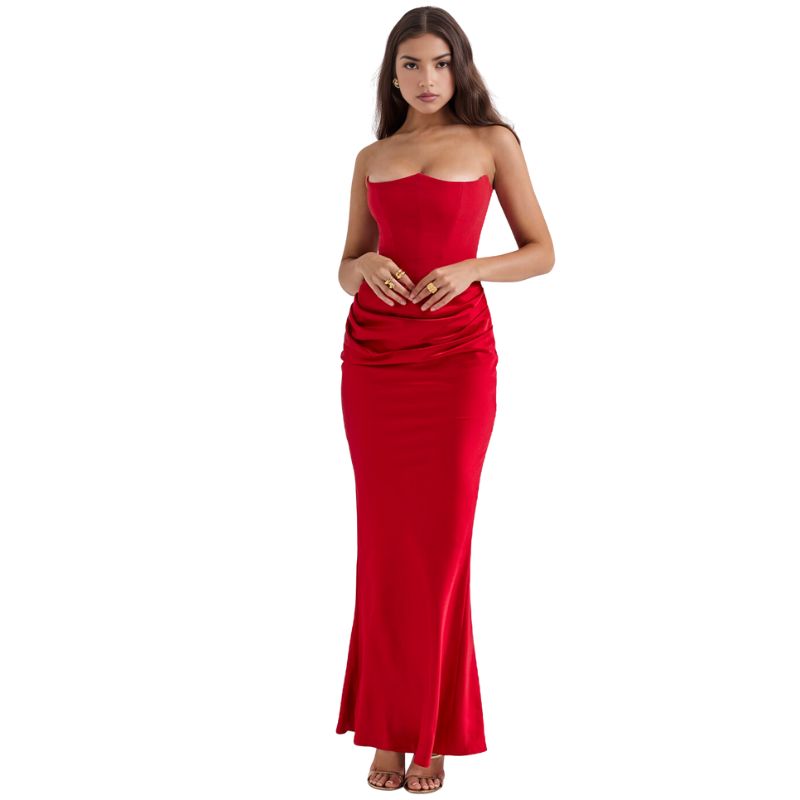 Claudine | Robe d'invitée de Mariage Épaules dénudées pour femme | Maxi