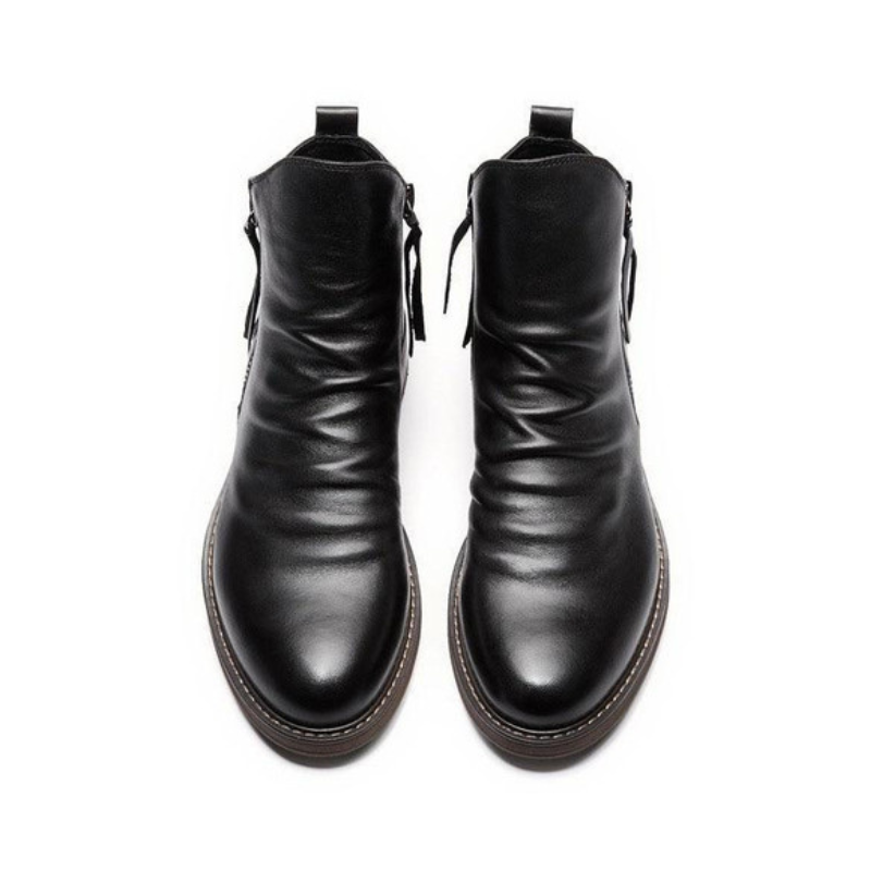 Bottes Montantes Zippées en Cuir pour Homme