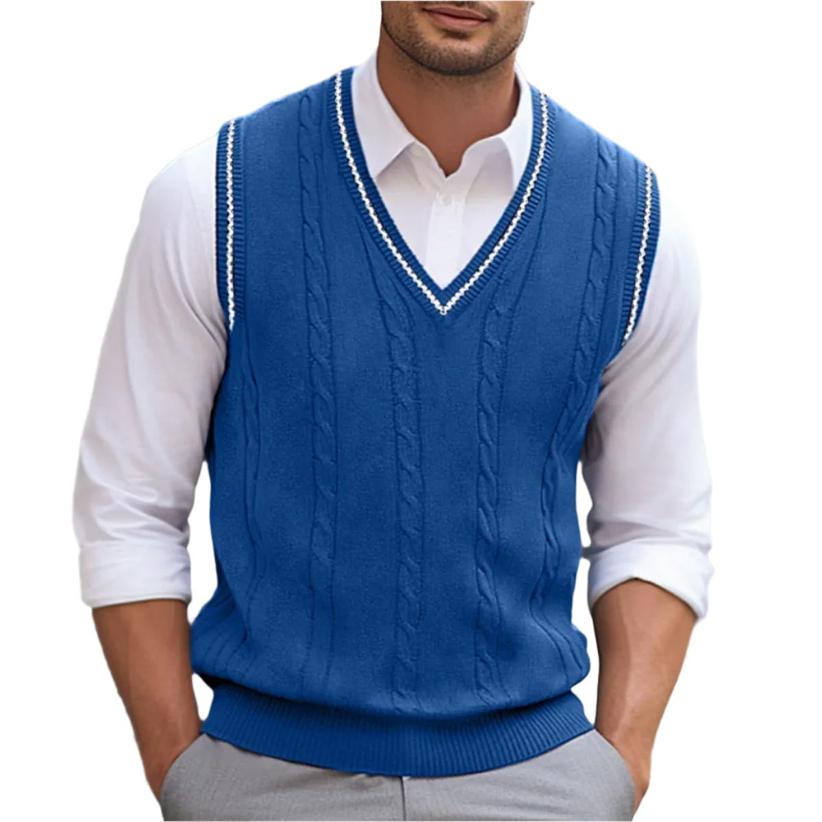 Pull sans manches à Col en V pour Hommes