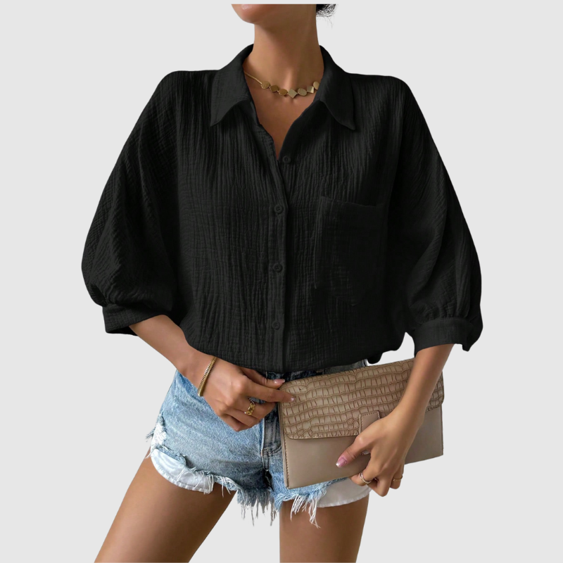 Luna | Chemise décontractée texturée unie - été élégant