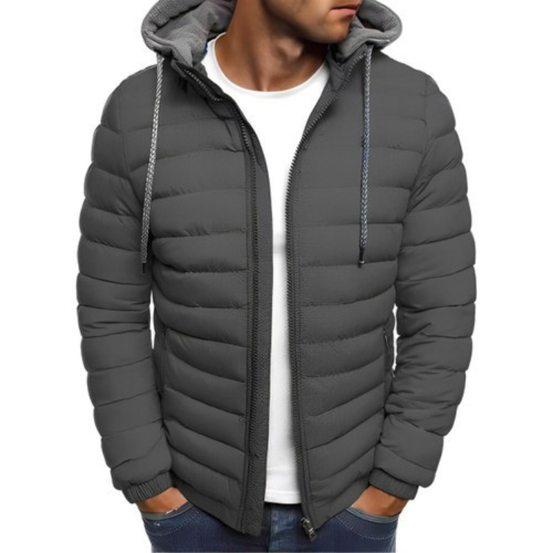 Veste Unie Matelassée à Capuche pour Homme