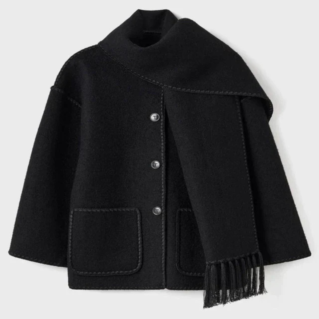 Sia | Veste Courte pour Femmes avec Écharpe Assortie pour l’Hiver et l’Automne