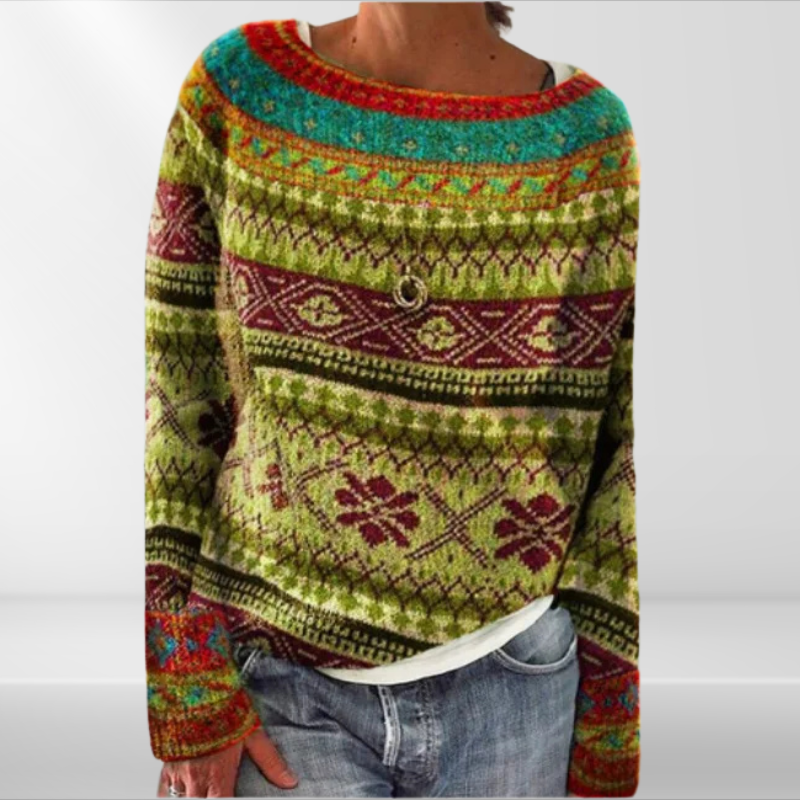 Dawn | Pull Tricoté Épais Femme avec Motif Imprimé