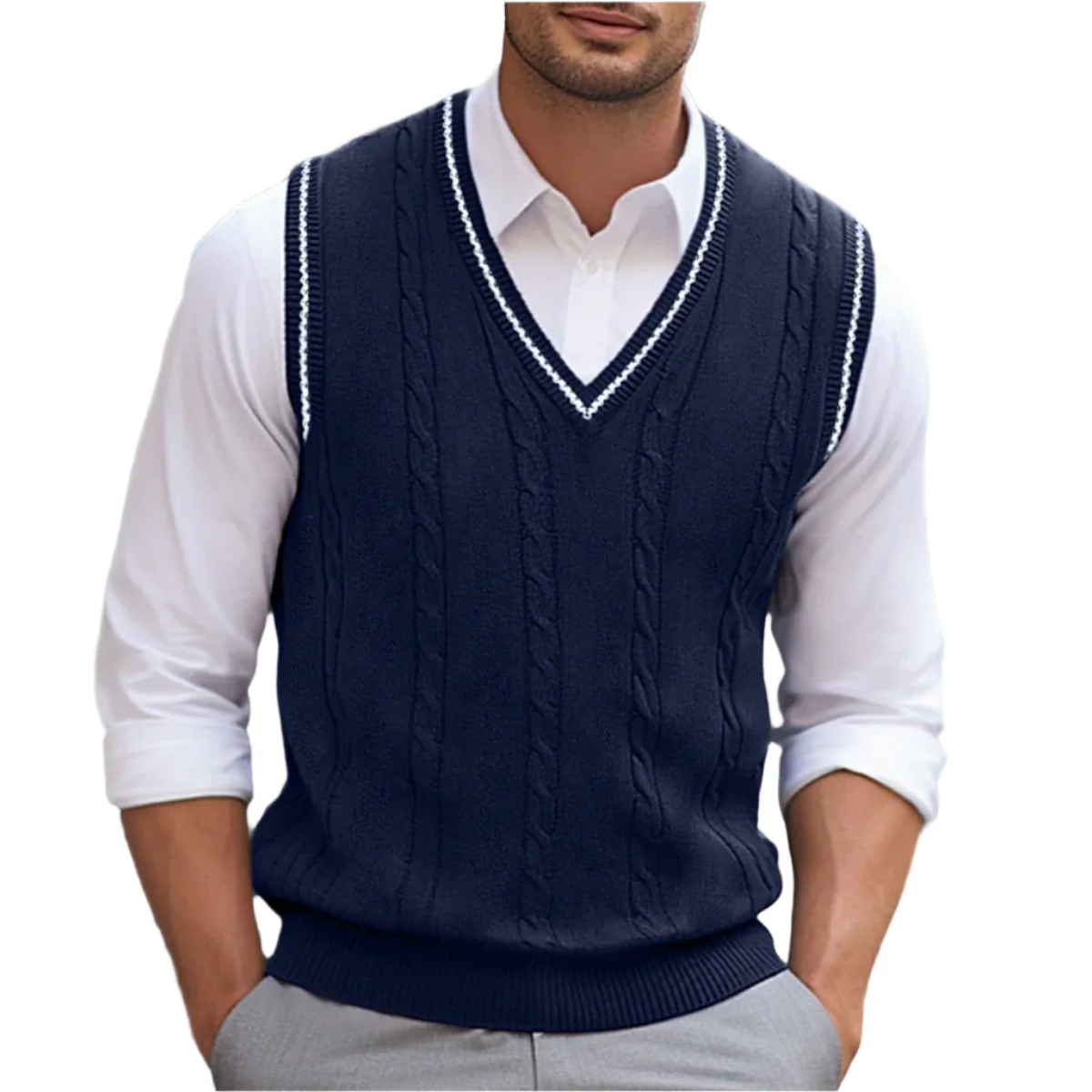Pull sans manches à Col en V pour Hommes
