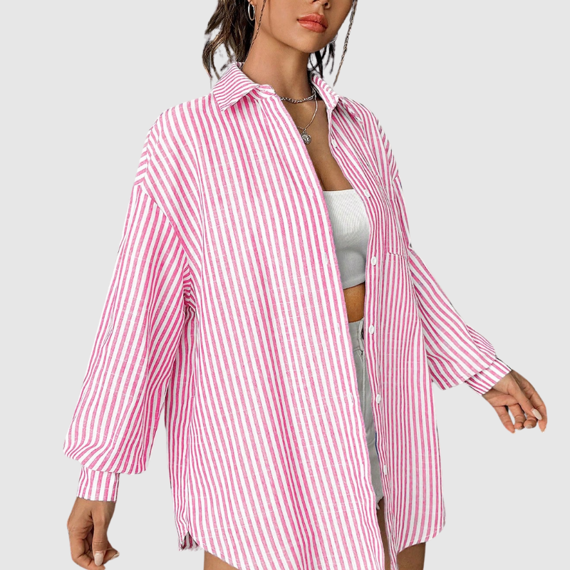 Kira | Chemise À Rayures Épaule Tombante pour Femme