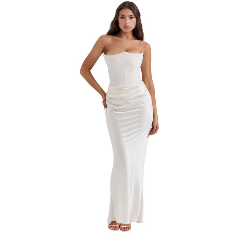 Claudine | Robe d'invitée de Mariage Épaules dénudées pour femme | Maxi