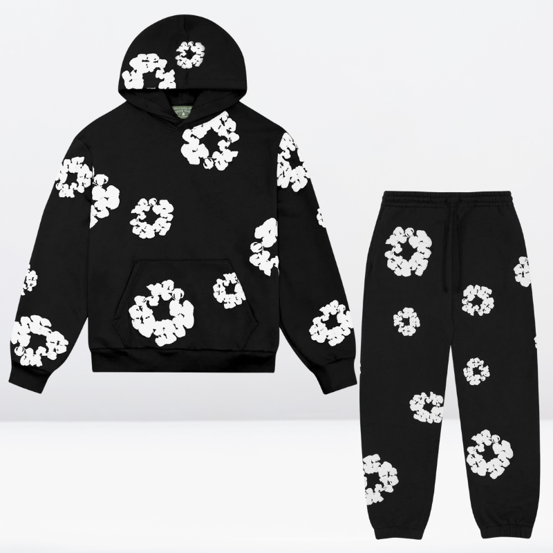 Tranen | No Denim Trainingspak met Bloemen - Broek + Hoodie