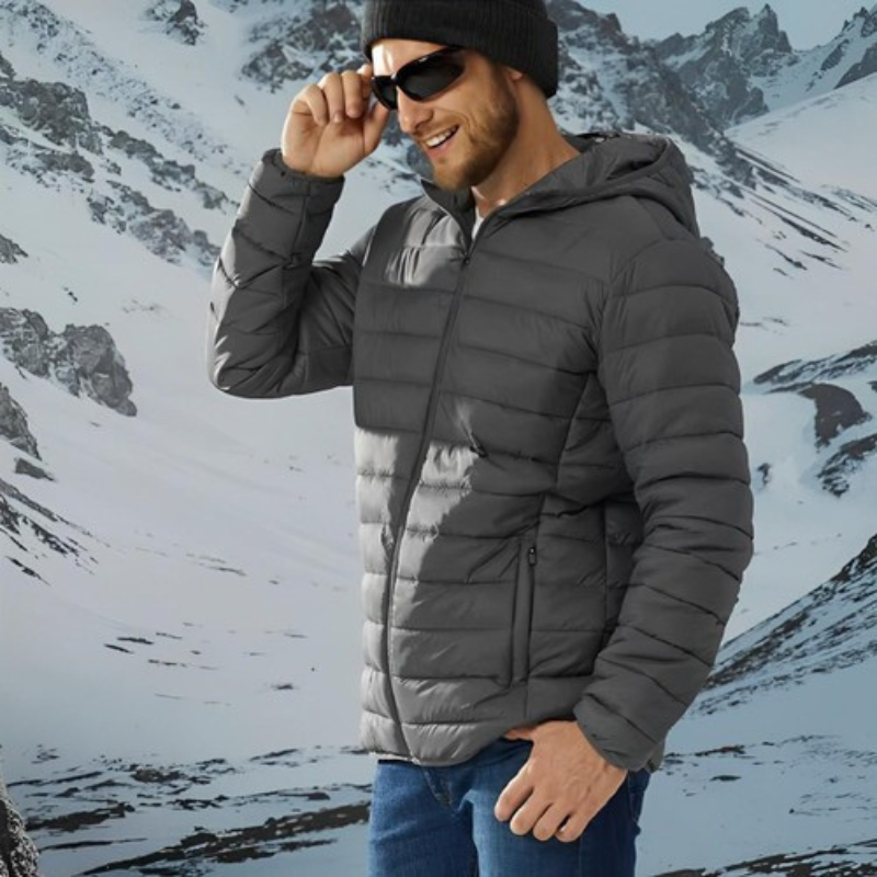 Veste Unie Matelassée à Capuche pour Homme