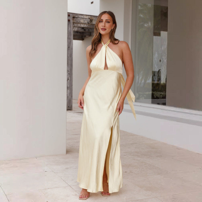 Liora | Robe de mariage sans manches en satin | Maxi