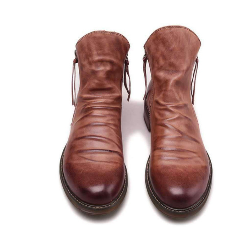 Bottes Montantes Zippées en Cuir pour Homme