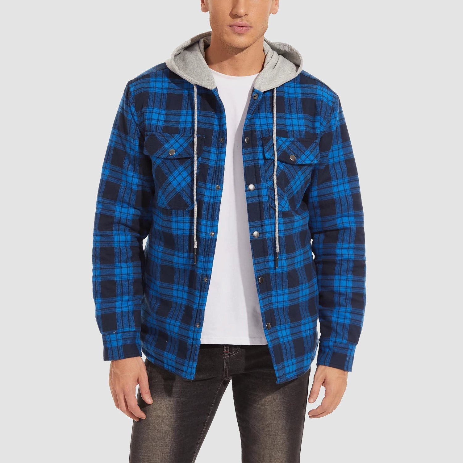 Aspen | Veste en flanelle matelassée avec capuche pour hommes