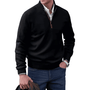 Emil | Pull á Col Montant pour Hommes| Demi Zip-Mens Sweater-Noir-Barnier Boutique