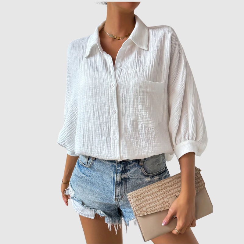 Luna | Chemise décontractée texturée unie - été élégant