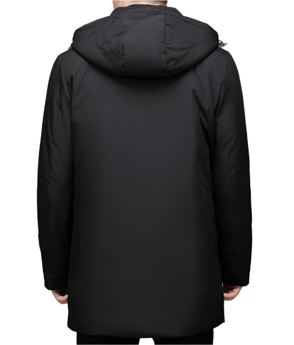 Phillipe | Veste classique noire avec capuche-Mens Coat-Barnier Boutique