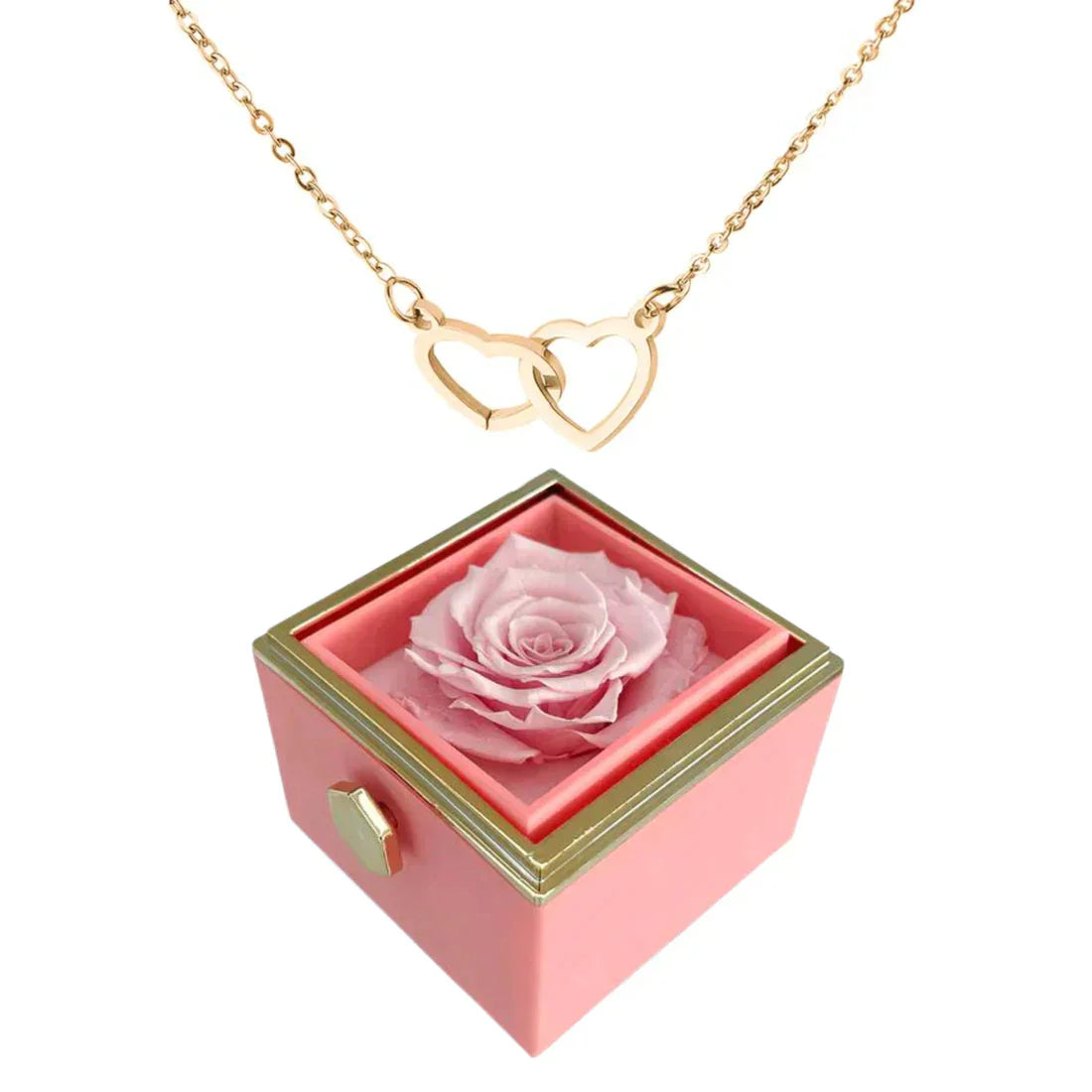 Rose| Boîte à roses avec collier parfaite pour la Saint-Valentin