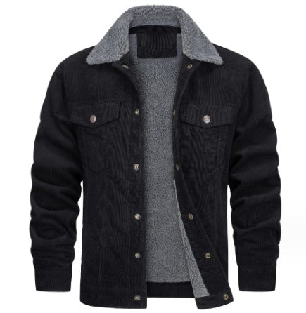 Duke | Veste à texture lisse doublée d'un tissu doux pour hommes-Mens Jacket-Noir-Barnier Boutique