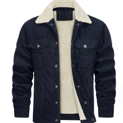 Duke | Veste à texture lisse doublée d'un tissu doux pour hommes-Mens Jacket-Bleu-Barnier Boutique