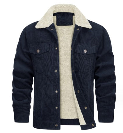 Duke | Veste à texture lisse doublée d'un tissu doux pour hommes-Mens Jacket-Bleu-Barnier Boutique