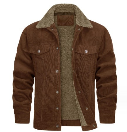 Duke | Veste à texture lisse doublée d'un tissu doux pour hommes-Mens Jacket-Marron-Barnier Boutique