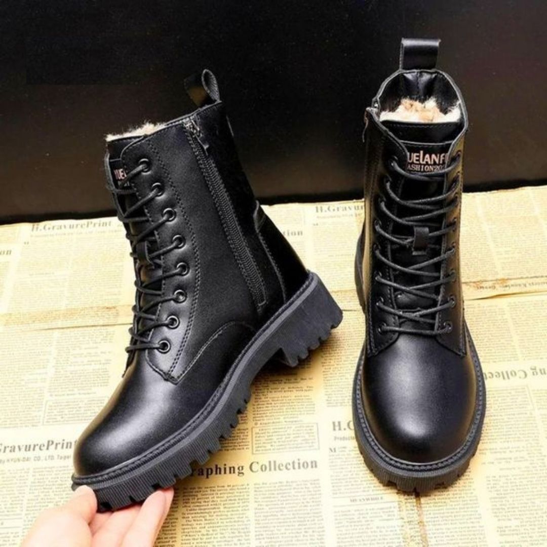 Delphine | Bottes Chunky pour Femmes | Noir Doublé