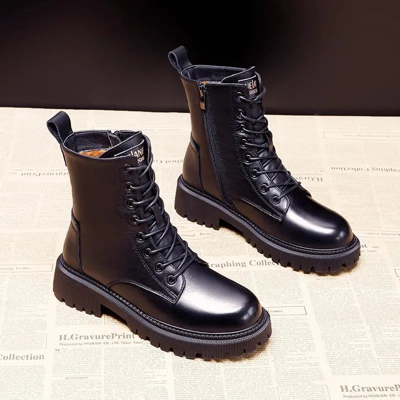 Delphine | Bottes Chunky pour Femmes | Noir Doublé