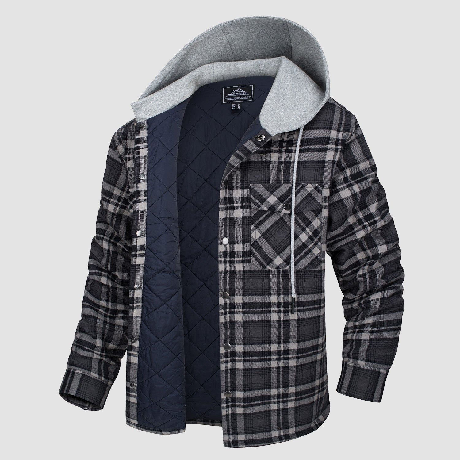 Aspen | Veste en flanelle matelassée avec capuche pour hommes