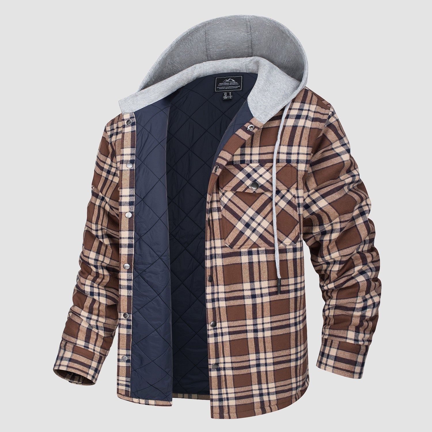 Aspen | Veste en flanelle matelassée avec capuche pour hommes