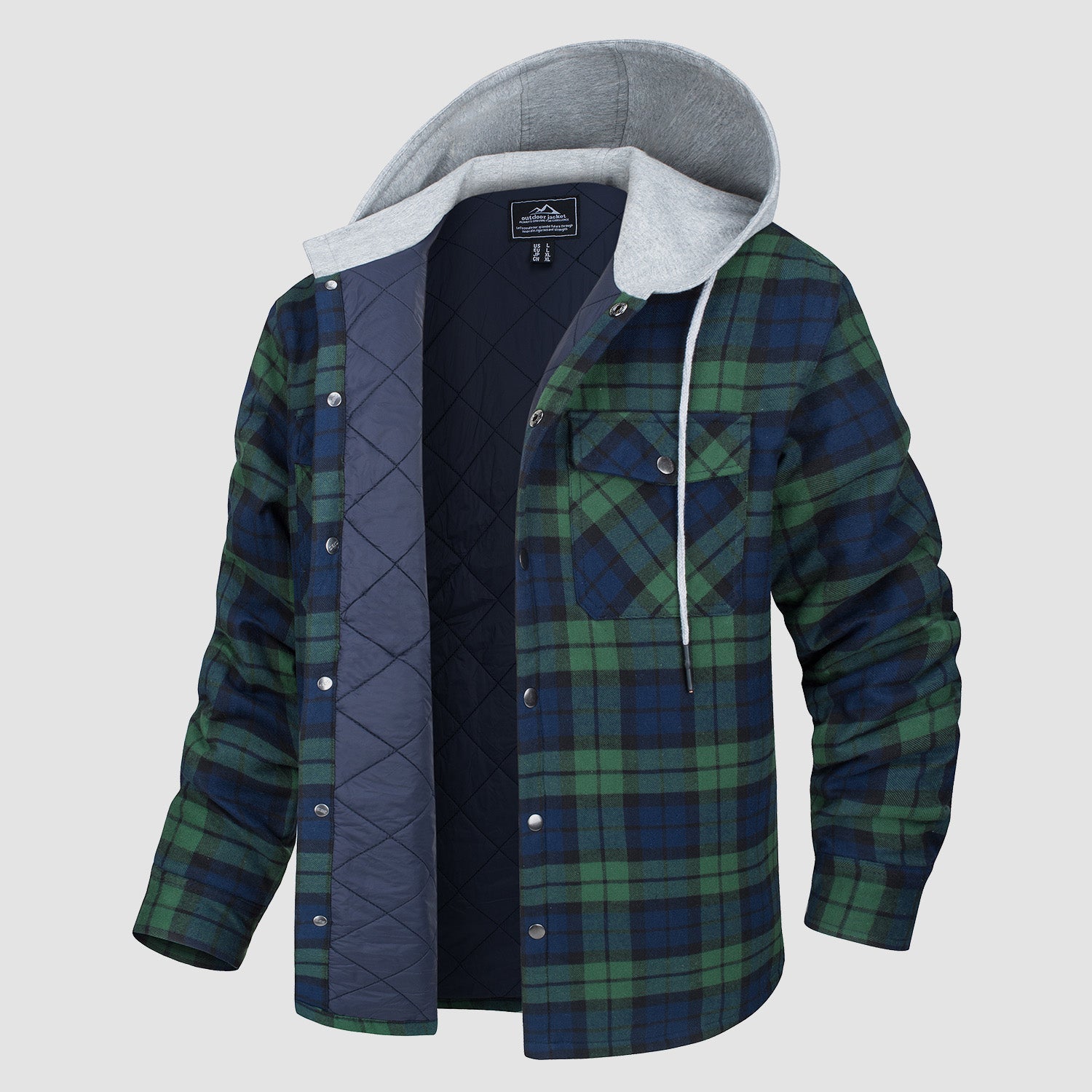 Aspen | Veste en flanelle matelassée avec capuche pour hommes