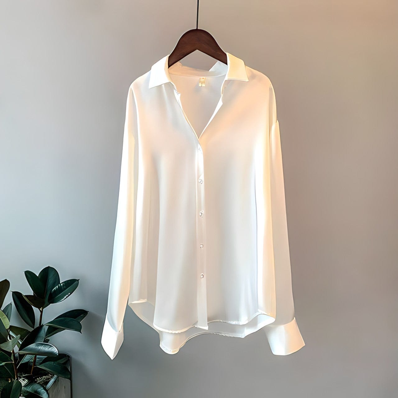 Amine | Chemise Femme Douce en Satin à Manches Longues